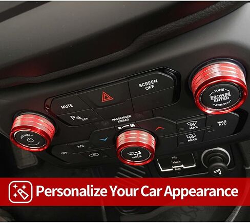 CheroCar AC Radio Knob Cover Air Conditioner Control Audio Volume Tune Switch Knob Button Cover Trim Ring Compatible with Jeep Renegade 2018 2019 2020 2021 2022 2023 (Red)… in Saudi Arabia