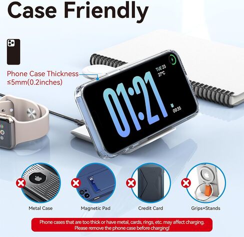 Wireless Charger Stand, 3 in 1 Foldable Fast Charging Station for Apple Multiple Devices, Compatible with iPhone 15/14/13/Pro Max/Pro/Plus/Mini, for AirPods 2/3/Pro, Watch Ultra/9/8/7/SE/6/5/4 in Saudi Arabia