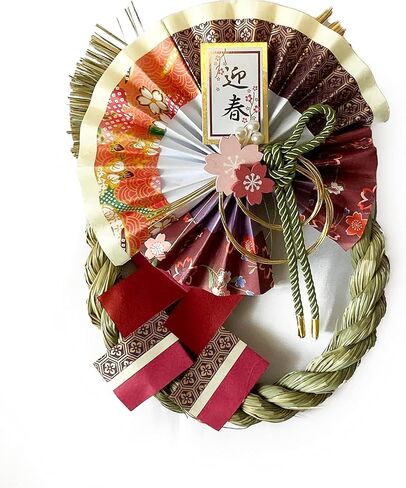 10751 Hibari Japanese New Year's Decoration OSHOGATSU KAZARI. Hanging Straw Wreath Ornament. SHIMENAWA Sacred Rope. in Saudi Arabia