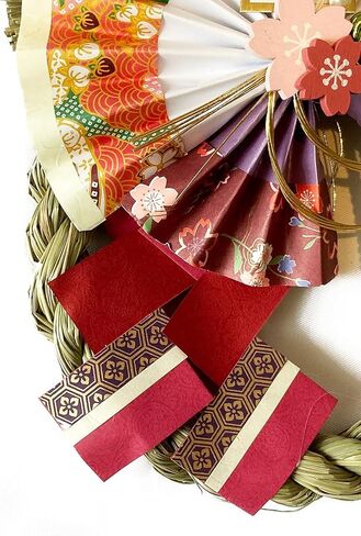 10751 Hibari Japanese New Year's Decoration OSHOGATSU KAZARI. Hanging Straw Wreath Ornament. SHIMENAWA Sacred Rope. in Saudi Arabia