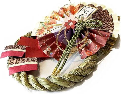 10751 Hibari Japanese New Year's Decoration OSHOGATSU KAZARI. Hanging Straw Wreath Ornament. SHIMENAWA Sacred Rope. in Saudi Arabia