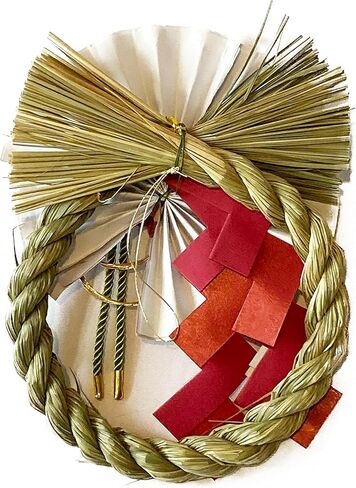 10751 Hibari Japanese New Year's Decoration OSHOGATSU KAZARI. Hanging Straw Wreath Ornament. SHIMENAWA Sacred Rope. in Saudi Arabia