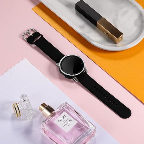 GEAK متوافق مع حافظة ساعة Samsung Active 2 مقاس 40 مم 44 مم مع واقي شاشة، غطاء حماية كامل من الألماس الكريستالي اللامع مع تصميم بحافة فضية وذهبية وردية للنساء والفتيات لساعة Galaxy Active 2 in Kuwait