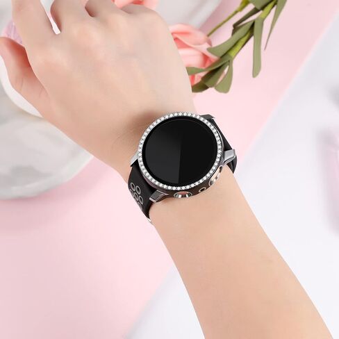 GEAK متوافق مع حافظة ساعة Samsung Active 2 مقاس 40 مم 44 مم مع واقي شاشة، غطاء حماية كامل من الألماس الكريستالي اللامع مع تصميم بحافة فضية وذهبية وردية للنساء والفتيات لساعة Galaxy Active 2 in Kuwait