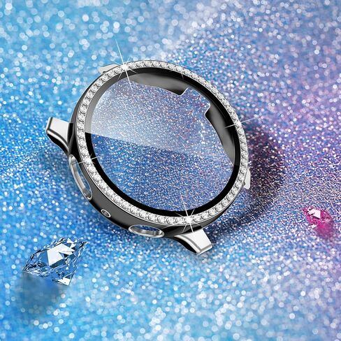 GEAK متوافق مع حافظة ساعة Samsung Active 2 مقاس 40 مم 44 مم مع واقي شاشة، غطاء حماية كامل من الألماس الكريستالي اللامع مع تصميم بحافة فضية وذهبية وردية للنساء والفتيات لساعة Galaxy Active 2 in Kuwait