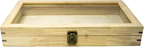 علبة عرض مجوهرات جديدة من الجلد الأسود مقاس 8.1 × 4.75 × 2 صندوق مجوهرات زجاجي متوسط ​​مع غطاء | حافظات عرض للمقتنيات | صندوق تجميع الصخور بمشبك معدني | حالة عرض الأحجار الكريمة in Kuwait