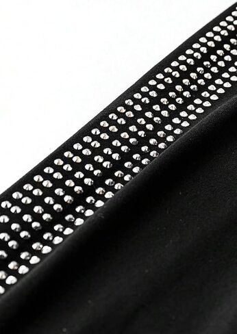 Women's High Elastic Waist Sparkly Glitter Leggings Rhinestone Sequin Side Skinny Pants Tights in Saudi Arabia