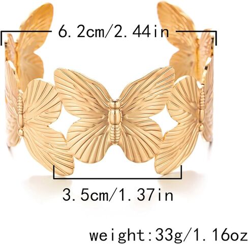 خمر الذهب معدن الفراشة الإسورة سوار واسعة مكتنزة الكفة سوار فاسق الأزهار تصميم بيان الملحقات زي حفلة in Kuwait