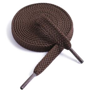 VSUDO Upgrade 43" Double Layer Weave Flat Shoelaces, 5/16" Wide Flat Shoe Laces for Adults & Kids Sneakers or Athletic Shoes [1Pair-Brown-110CM]