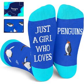 HAPPYPOP Penguin Gifts for Women Girls - Crazy Ocean Socks, Penguin Socks Animal Socks for Teens