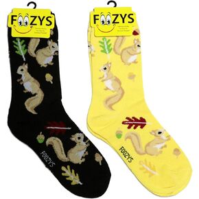 Foozys Women’s Crew Socks | Squirrel Animal Themed Novelty Socks | 2 Pair