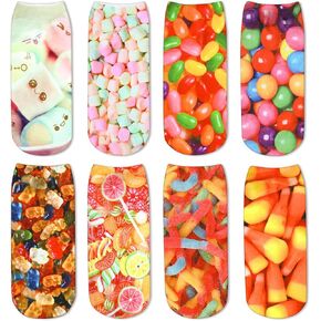 Zmart Women 3D No Show Ankle Socks,Candies-8 Pack, US 5-9