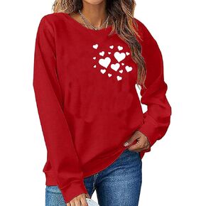 LLHXRUI Valentine's Day Sweatshirt for Women Cute Love Heart Shirts Casual Long Sleeve Valentine Tshirt Clothes Tops