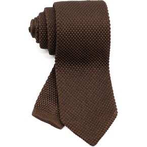 Men's Pointed Knit Tie Necktie Width 2.75 inches Washable Solid Color Brown