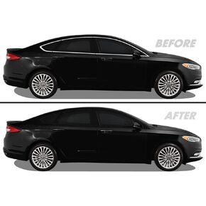 SlickMod Chrome Delete Blackout Vinyl Overlay for 2013-2020 Ford Fusion SEL Titanium Hybrid Energi Window Trim (Gloss Black)