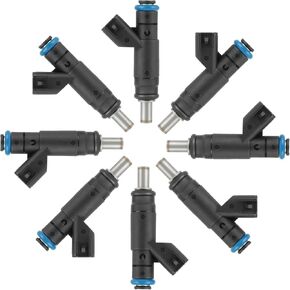 8Pcs Fuel Injectors ANGLEWIDE FJ731 Fuel Injectors Set fit for 2005-2009 for Chrysler for 300, 2008-2009 for Chrysler for Aspen, 2006-2009 for Dodge for Charger, 08-10 for Dodge for Dakota, 4 Holes