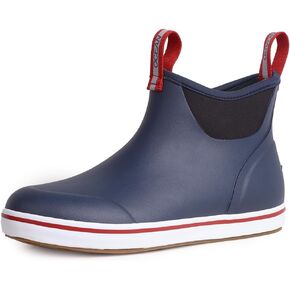 Water Proof Rubber Rain Boots For Men, Men's Navy Deck Boots, Slip On Ankle Fishing Shoes & Botas, Garden Boots with Neoprene Lining