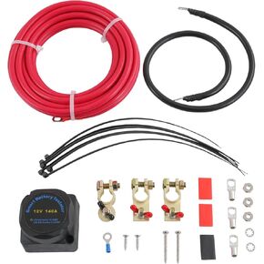 Dual Battery Isolator Kit 12V 140Amp Voltage Sensitive Relay Replacement For Trucks Vehicle ATV UTV Boat Camper 4WD Rzr RV Car Watercraft Marine VSR Double Battery Automatic Charger & Wiring Cable Kit