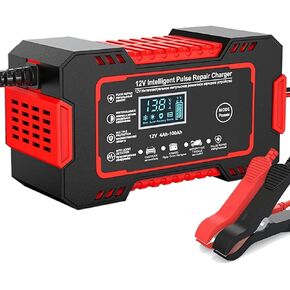 6-Amp 12V Fully-Automatic Smart Car Battery Charger, Trickle Charger & Maintainer with Pulse Repair, Desulfator, Temperature Compensation, for Car, Truck, Marine & Lead Acid Batteries U11