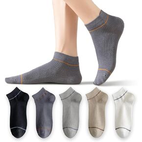 Mottee&Zconia Mens Ankle Socks Low Cut Short Cotton Casual Socks Anti-Skid Moisture Wicking Striped Socks