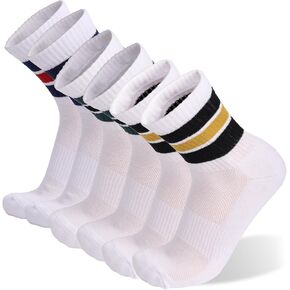 6 Pack Men's Athletic Socks Cushion Running Socks Performance Breathable Crew Socks Outdoor Sports Socks