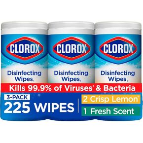 Clorox Disinfecting Wipes, Bleach Free Cleaning Wipes, Multi-surface Wipes, Fresh Scent & Crisp Lemon Value Pack, 75 Wipes (Pack of 3) - Packaging May Vary