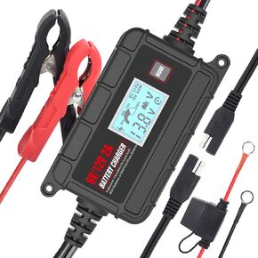 TN TONNY Automotive Use 12V 2A Battery Trickle Charger, 6V/12 Volt Lead Acid & 14.6V LiFePO4/12.6V Li-ion Battery Charger Maintainer, Smart Battery Charger for Car/Motorcycle/ATV/Lawn Mower
