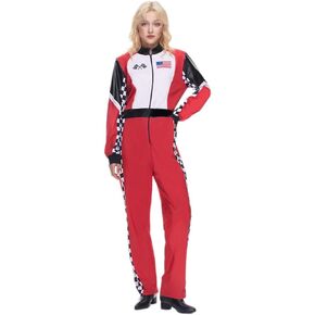 EraSpooky Women's Roxy Race Car Driver Costume Adult Halloween Racer Outfits