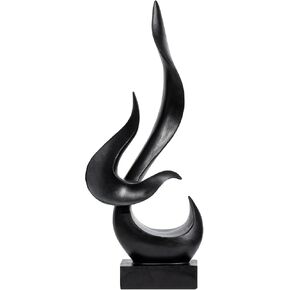 Black Fire Flame Sculpture, Modern Abstract Resin Statue, Art Statue Home Decor for Living Room TV Stand Coffee Table Shelf Accents Decor.