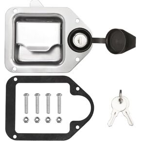 Truck Tool Box Lock Replacement, Black Standard Flush Mount Paddle Latch, Pull Handle Lock for Trailer Toolbox RV Handle Motorhome Patrol Car