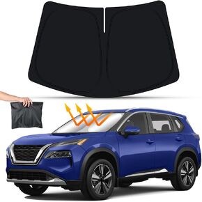 Car Sun Shade for Nissan Rogue 2021 2022 2023 2024 2025 SUV Auto Interior Accessories Front Windshield Sunshade Foldable Insulation Reflective Protector Parasol Window Curtains Cover Visor
