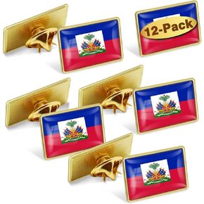 12/24/50/100Pcs Haiti Flag Lapel Pins Bulk - Metal Haitian Brooch Badge Souvenir for Men Women Clothes Bags Hats
