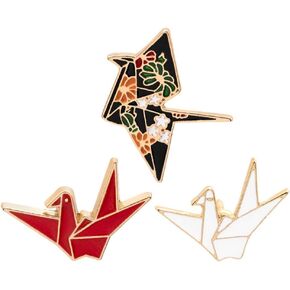 Holibanna 3Pcs Origami Crane Brooch Breastpin Durable All-Match Creative Paper Cranes Brooch Cartoon Pins Alloy Breastpin Clothing Accessories for Party Daily