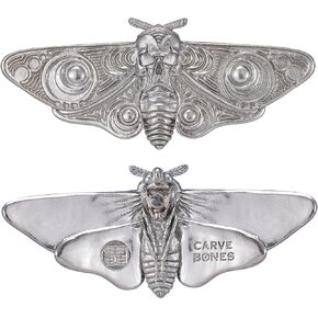 吾蟲Costume Companion Original Engraved Joint Skull Grimace Moth Brooch Butterfly White Copper Brooch Couple Insect Gift