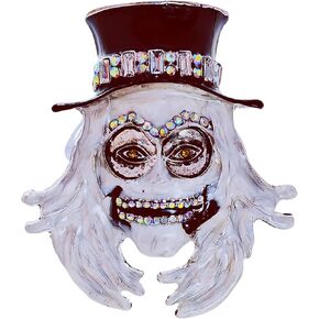 Punk Style Enamel Skull Brooch – Steampunk Wear Hat Design with AB Crystals – Day of the Dead Halloween Festival Jewelry