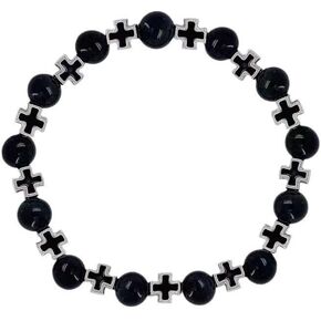 Leather Wrap Bracelets for Women with Stainless Steel Cross and Double Charm Pendant - Trendy Multi-Layer Cuff Bangle Bracelets with Link, Cable, and Bead Chain - Perfect Gifts for Women