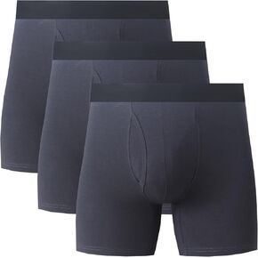Men's Boxer Briefs Soft Breathable Moisture Wicking Cotton Underwear With Elastic Waistband 3/4 Pack