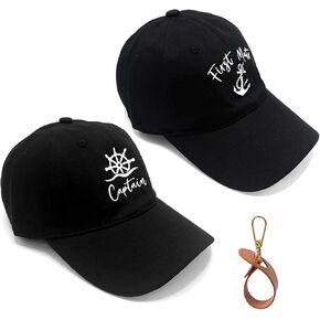 Captain and First Mate Hats 2Pcs Boating Marine Sailor Baseball Cap Set for Men Women,Mr and Mrs,Hubby and Wifey