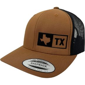 Texas Trucker Hat, Caramel/Black, Embroidered, 6606 Snap-Back
