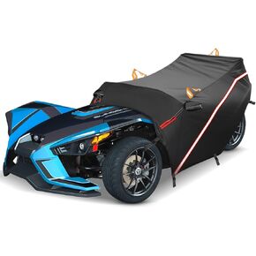Polaris Slingshot Half Cover, Heavy Duty Oxford Cloth All Weather Outdoor Waterproof Protective Slingshot Half Cover with Reflective Strip and Windshield Buckle Slingshot Accessories