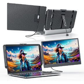 S6 Laptop Screen Extender Monitor Portable, 15.6'' Dual Screen Monitor for Laptop Plug and Play, FHD 1080P IPS Multi Triple Monitor for 13''-17'' Laptops Compatible with Mac/Wins/Android/Dex