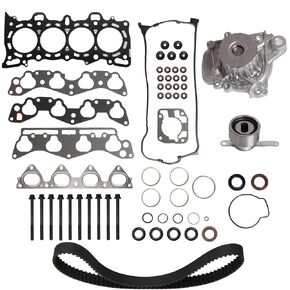 HS9915PT-1 Cylinder Head Gasket Bolt Set & Timing Belt Kit with Water Pump Fit for Honda Civic 1996-2000 1.6L L4 Honda D16Y5 D16Y7 D16Y8 Engine Replace HS54234 HB4029 TKH005