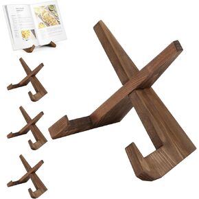 4 Pack Cookbook Stand Wooden Plate Holder for Display Picture Frame Stand 6.5 Inch Display Stand for Photos Frame, Books, Plates, Artwork, Records