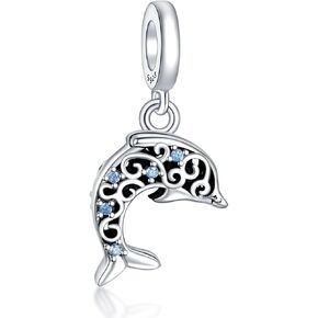 925 Sterling Silver Murano Glass Sea Turtle Starfish & Shell Clip Charm for Bracelets Necklaces,Cartoon Dragon Jellyfish Beauty Crab Charm Pendants Beads Jewelry Gift for Women