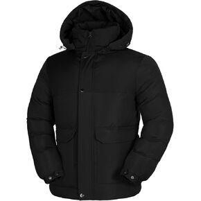 GEMYSE Men's Warm Winter Puffer Coats Windproof Insulated Jacket with Detachable Adjustable Hood