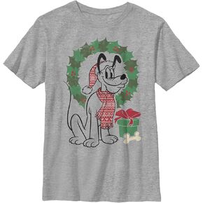 Disney Characters Big Mickey Holiday Boy's Solid Crew Tee