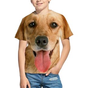 Kid All Over Print 3D Graphic Funny Dog Face Short Sleeve T Shirts for Boys Girls