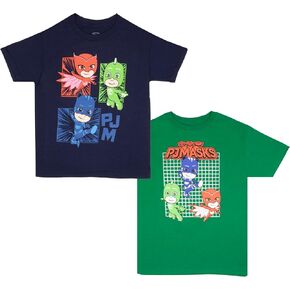 PJ Masks Boy's Graphic Print T-Shirt 2-Pack - Short Sleeve Tees Bundle for Kids