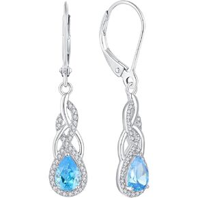 YL Celtic Knot Earrings 925 Sterling Silver Twist Dangle Drop Earring Gemstones Infinity Leverback Jewelry for Women