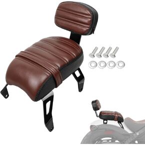 Motorcycle Rear Passenger Seat Backrest Set With Back Rest Pad Compatible With For Indian Scout Bobber Rogue Twenty Sixty ABS 2018-2024 Replacement For Part Number 2882853-LNA (Brown)